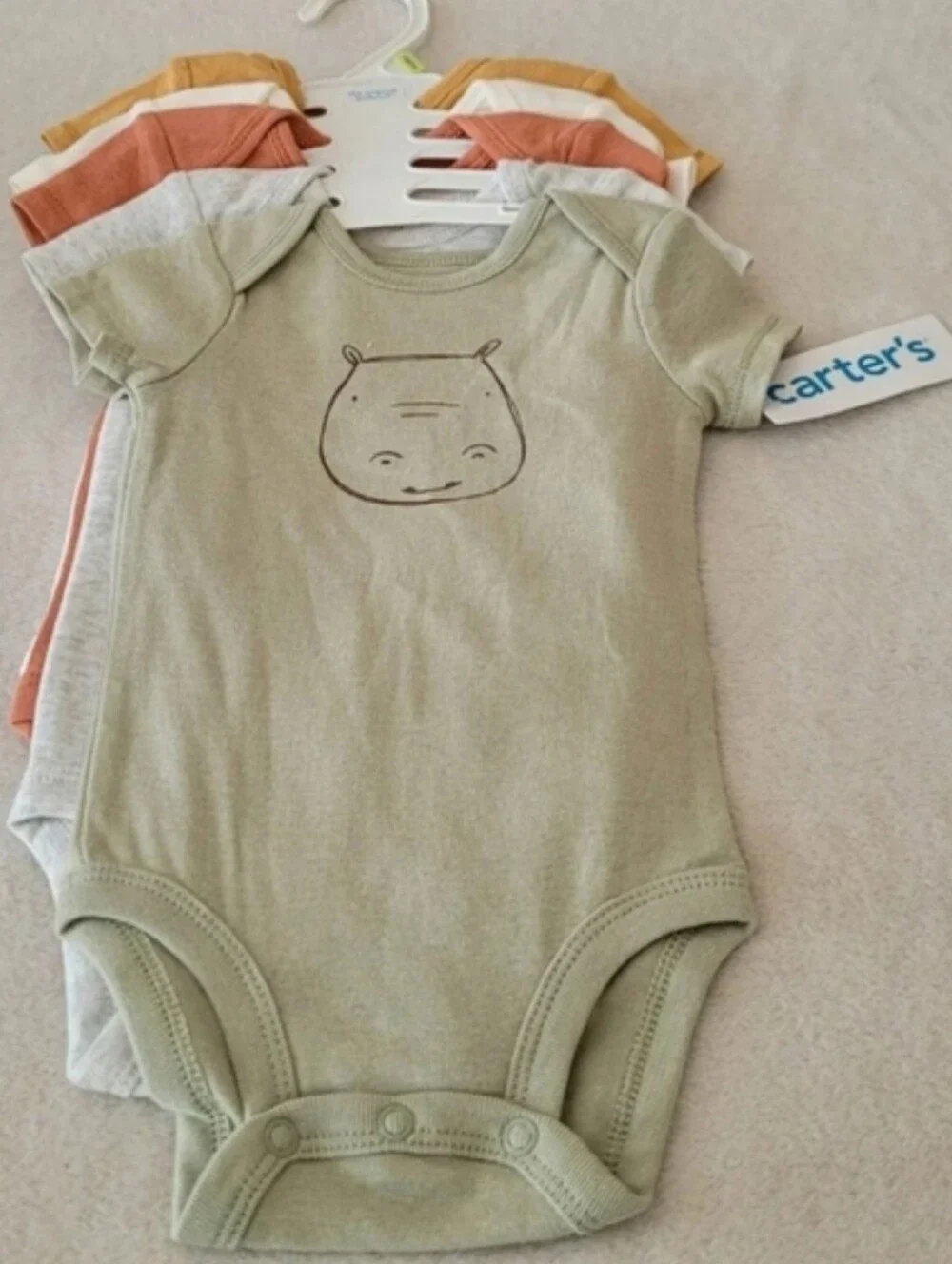 Carters Unisex Baby Short Sleeve Cotton Bodysuits 5 Pack  Sz 3 Month New Multico